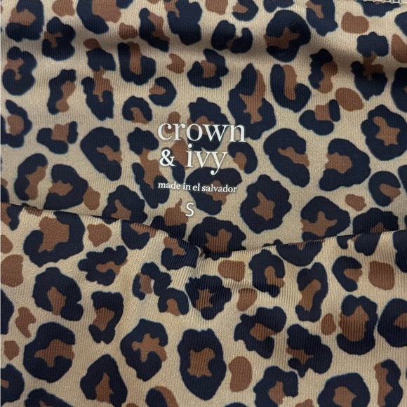 Crown & Ivy Women's Leopard Print Leggings Size S Yoga Running - Picture 4 of 6